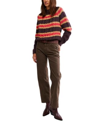 Women's Frankie Striped Cotton Cable Knit Sweater