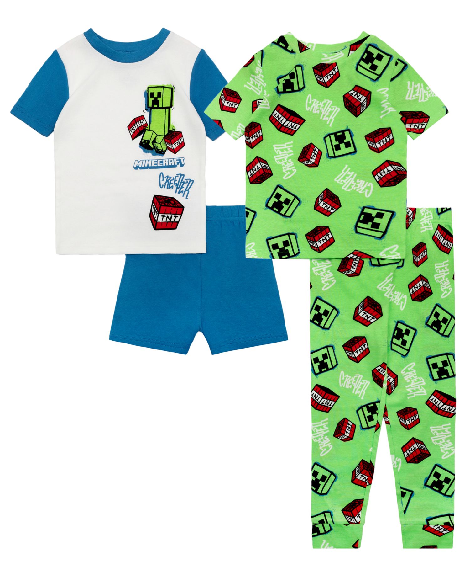 Boys' 6-12 Street Creeper Graphic Tops, Shorts, and Pants, 4-Piece Pajama Set