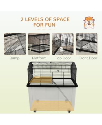 22" 2-Tier Hamster Cage with Extra-Deep 14" Base, Accessories,