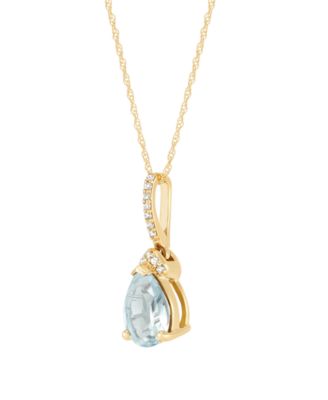 Aquamarine (7/8 ct. t.w.) & Diamond Accent Pendant Necklace in 14k Yellow Gold