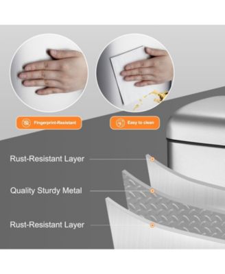 8 Gallon Step Trash Can, Square Fingerprint-Proof Garage Can