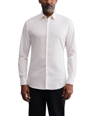 ck dress shirt Men's Classic Cream Button-Down Shirt – Slim Fit Cotton Blend with CK –  FineLook