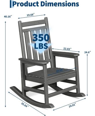 HDPE Weather-Resistant Rocking Adirondack Chai, No Complex Assembly
