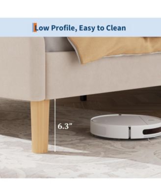 Queen Velvet Bed Frame with LED Headboard & Footboard, Princess Platform, Slats, Beige