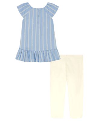 Girls' Toddler 2T-4T Striped Denim Tunic and Capri Leggings, 2-Piece Set