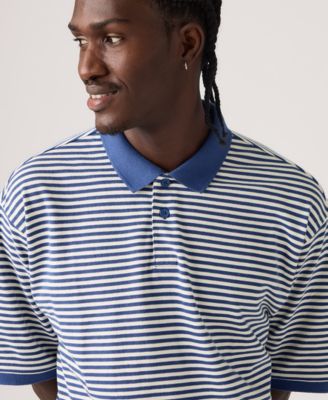 Men's Boxy Striped Collared Polo Shirt