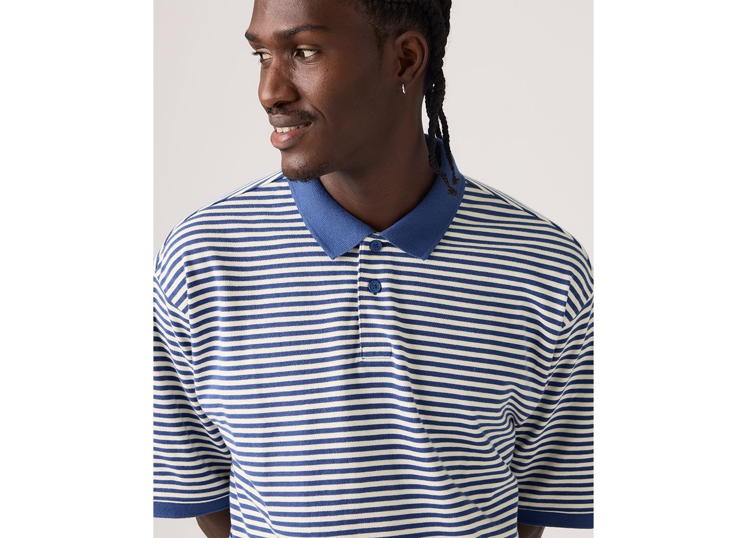 Men's Boxy Striped Collared Polo Shirt