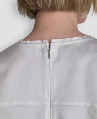 Women's Crackle Woven Crewneck Blouse