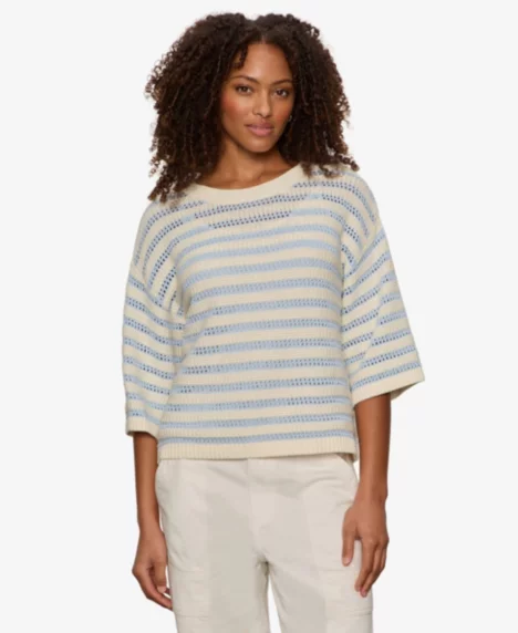 Petite Crew Neck Pull-On Sweater - Blue Aura W/ Collagen