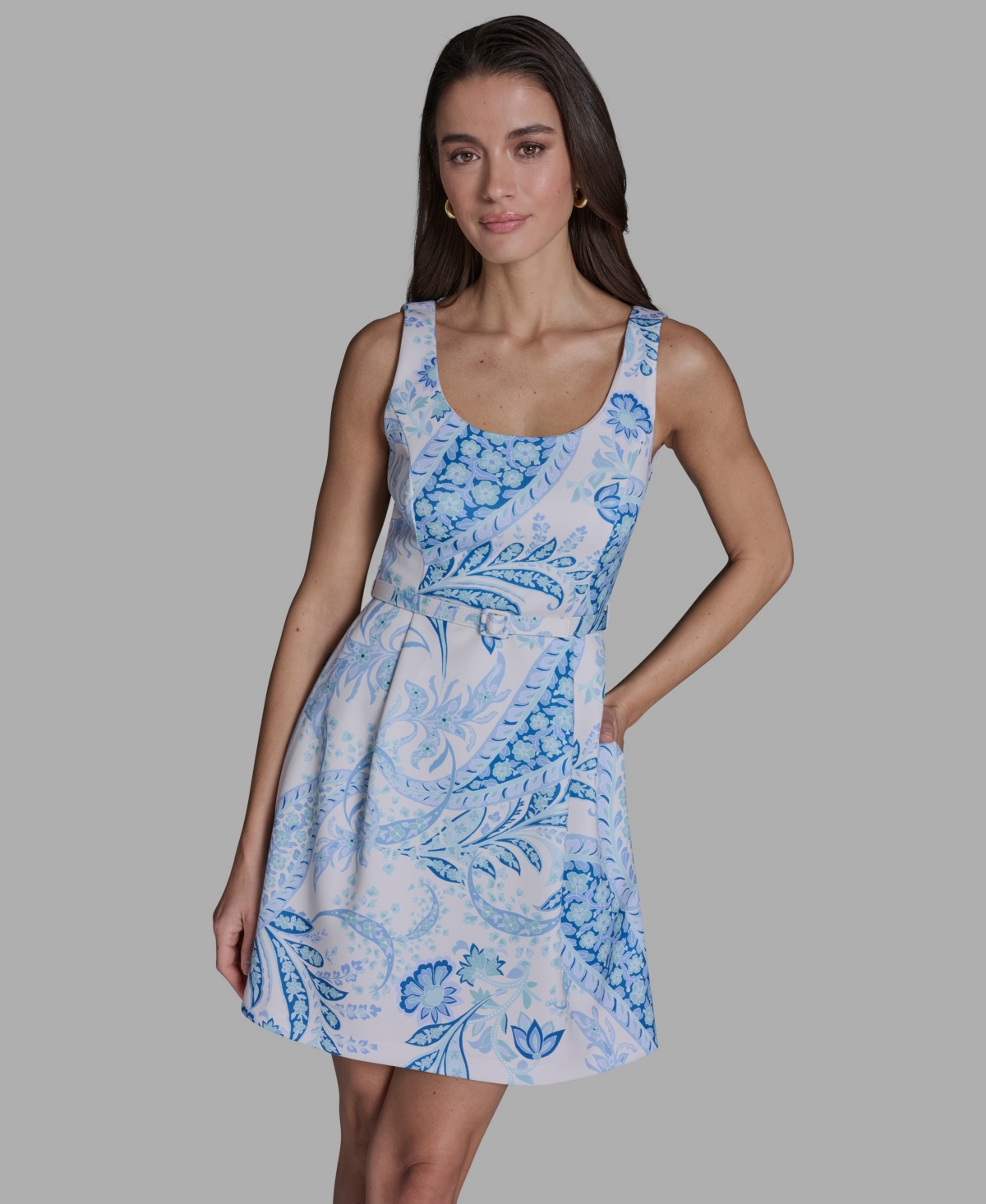 Bcbg Women's Printed Scoop Neck Dress