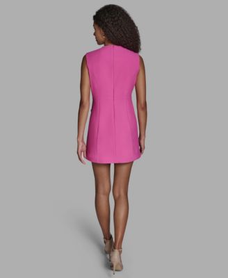 Women's Crew Neck Twill Asymmetrical Sheath Dress