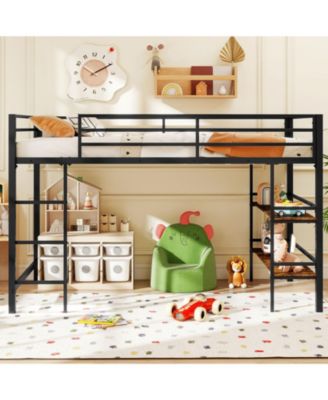 Twin Low Loft Bed with Ladder and Shelf Storage for Kids - 41