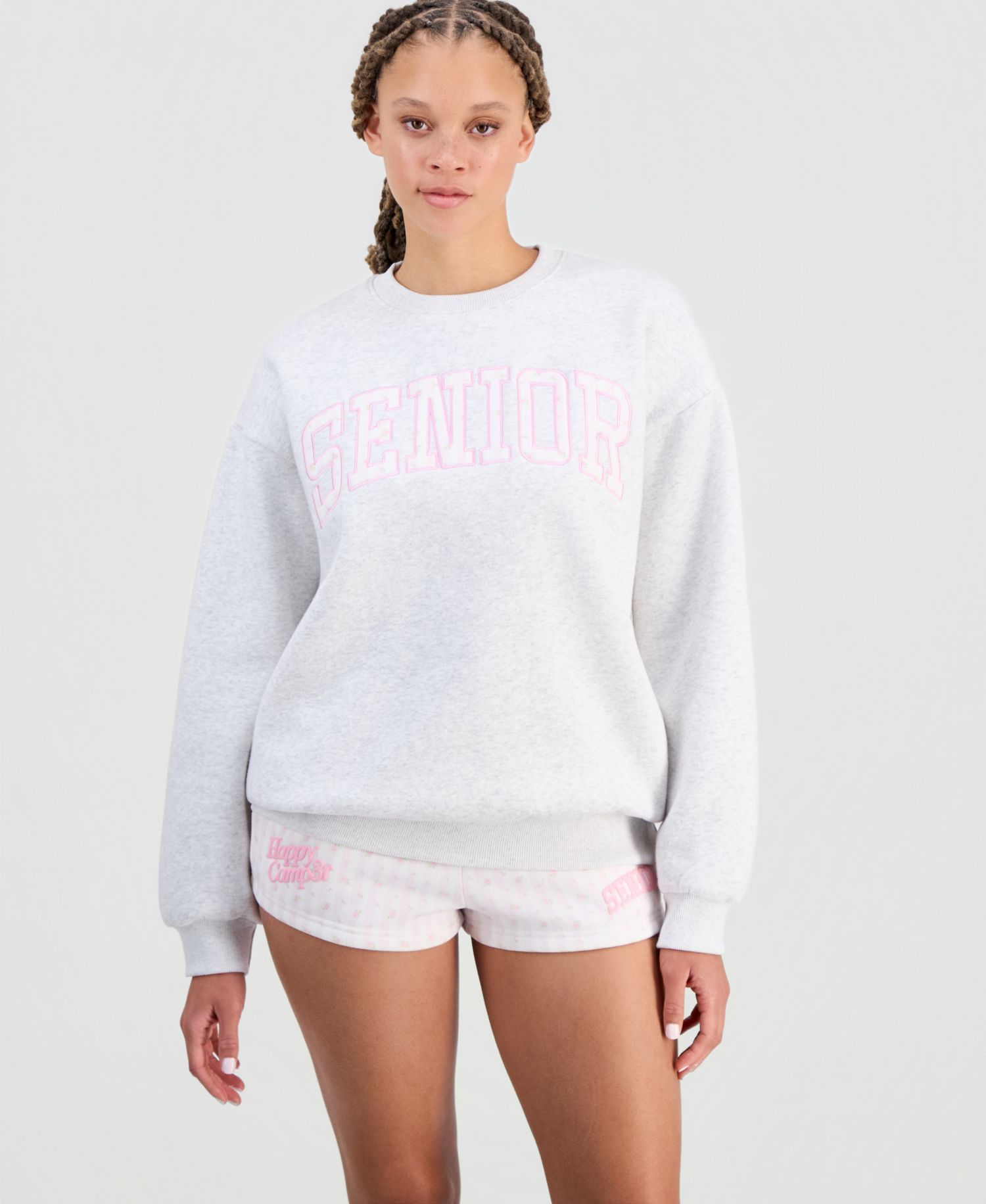 Juniors' Senior Embroidered Crewneck Sweatshirt