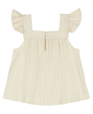 Girls' 7-16 Twill Ruffle-Sleeve Top