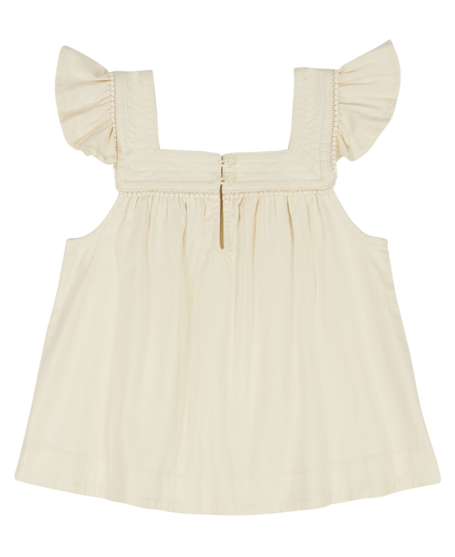 Girls' 7-16 Twill Ruffle-Sleeve Top