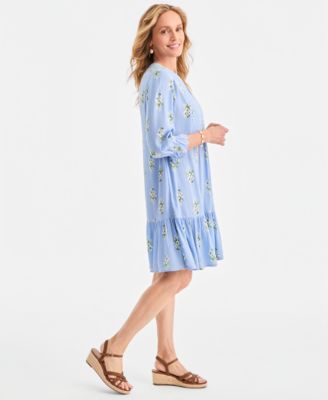 Women's Printed Quilted 3/4-Sleeve Dress
