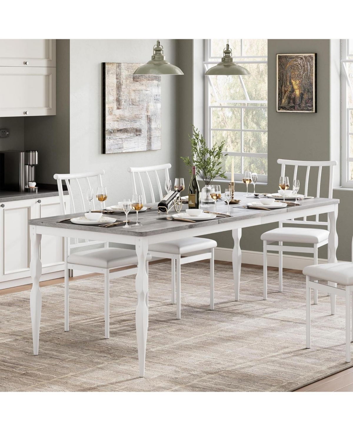 Gaomon Kitchen Table 78 Inch Rectangular Dining Table for Rustic Farmhouse Kitchen Table