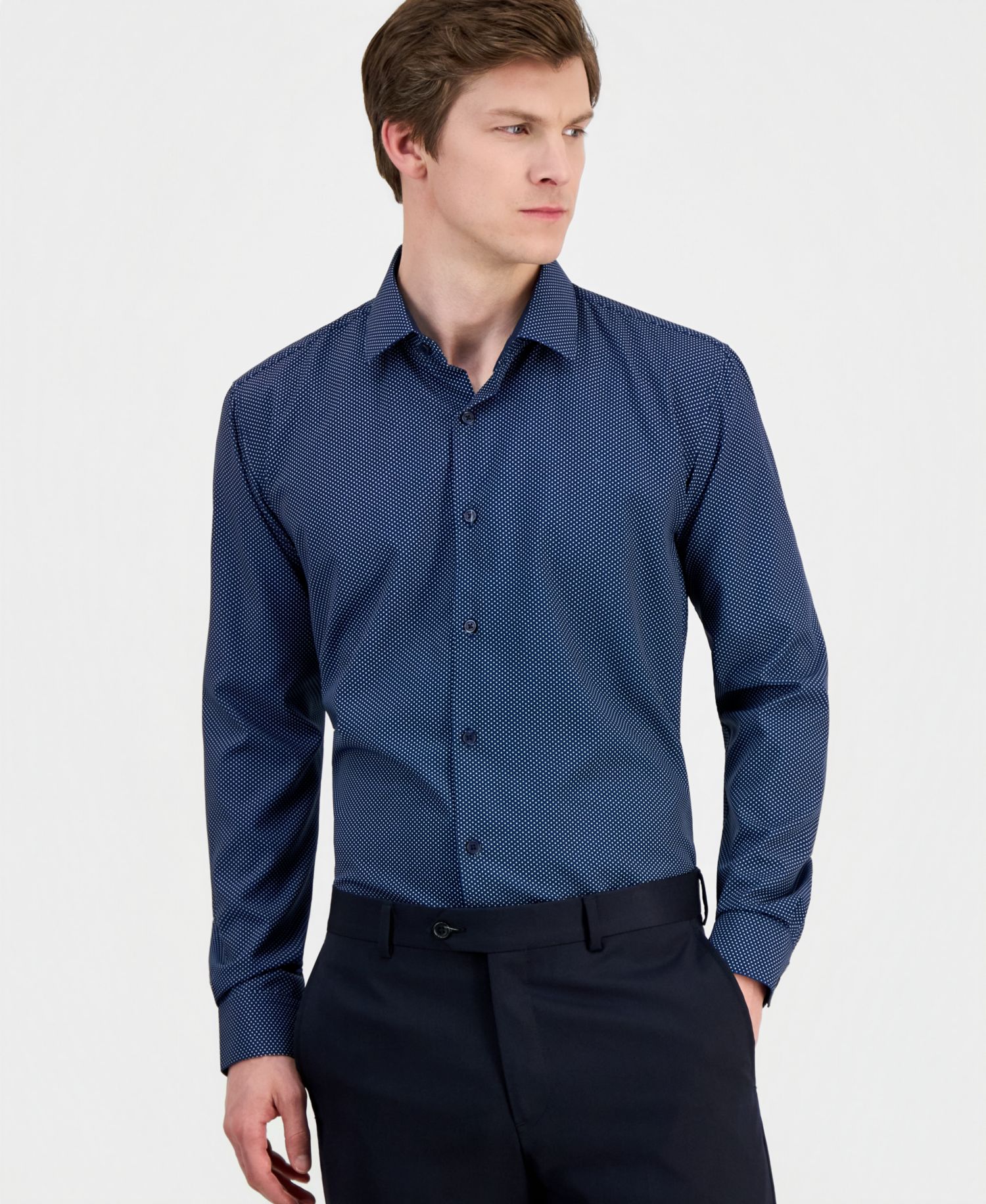 Men's Slim-Fit Performance Four-Way Stretch Dress Shirt