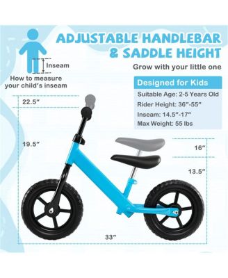 Lightweight Toddler Balance Bike No Pedal Training Bicycle-Blue