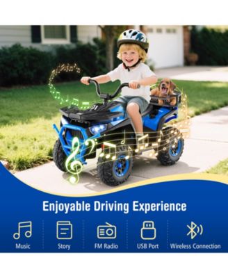 24V Kids Ride on Electric ATV Quad Car with Realistic Sounds and LED Lights-Navy