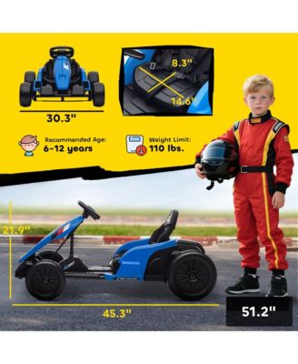 24V Electric Go Kart, Kids Drift Kart with Dual 150W Motors,