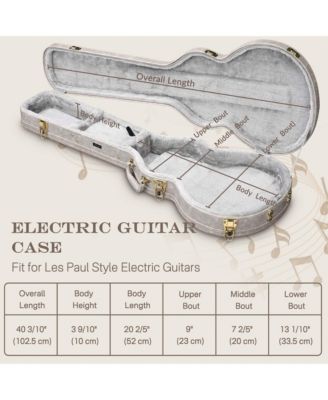 Les Paul Electric Guitar Hard Case with Backpack Strap & Folding Stand Fits for LP Style, Groove Series Sonic Silver