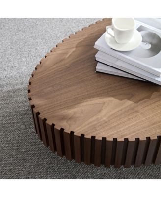 Modern Handcraft Drum Coffee Table - 43.7-Inch Oval Small Coffee Table