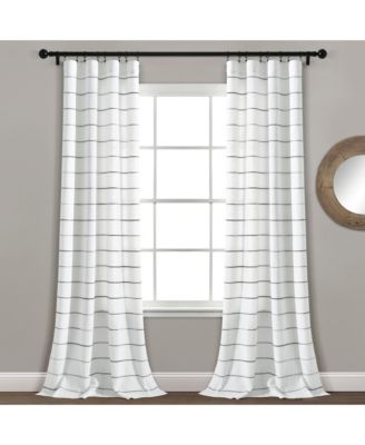 Lush Decor Ombre Stripe Yarn Dyed Cotton Blend Window Curtain Panels, Pair, 40" W x 95" L, Gray - Drapes