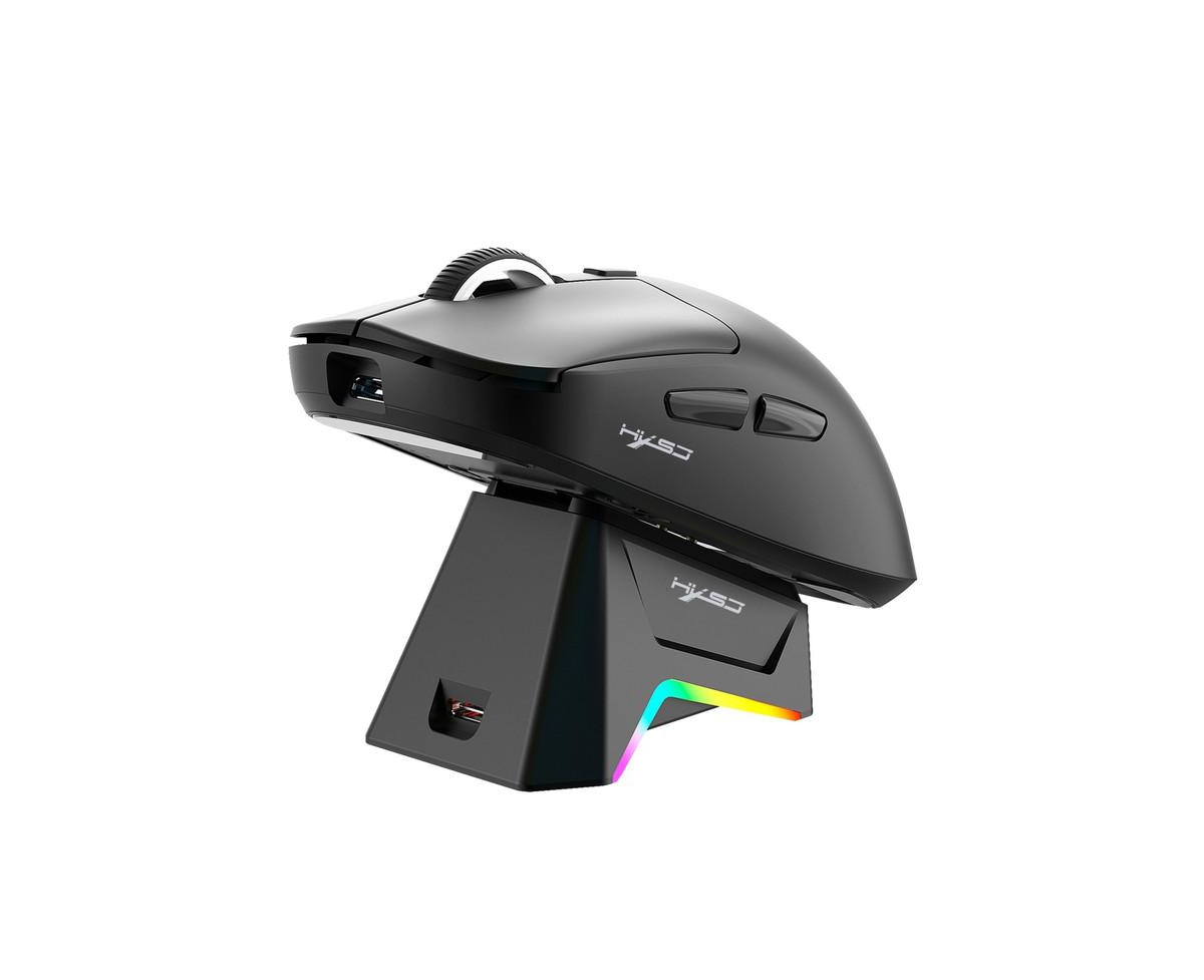 Risokeys Tri-Mode Wireless Gaming Mouse, Lightweight, 12000 Dpi Adjustable, Magnetic Rgb Charging Dock, BT5.3+2.4G+Wired, for Pc, Laptop
