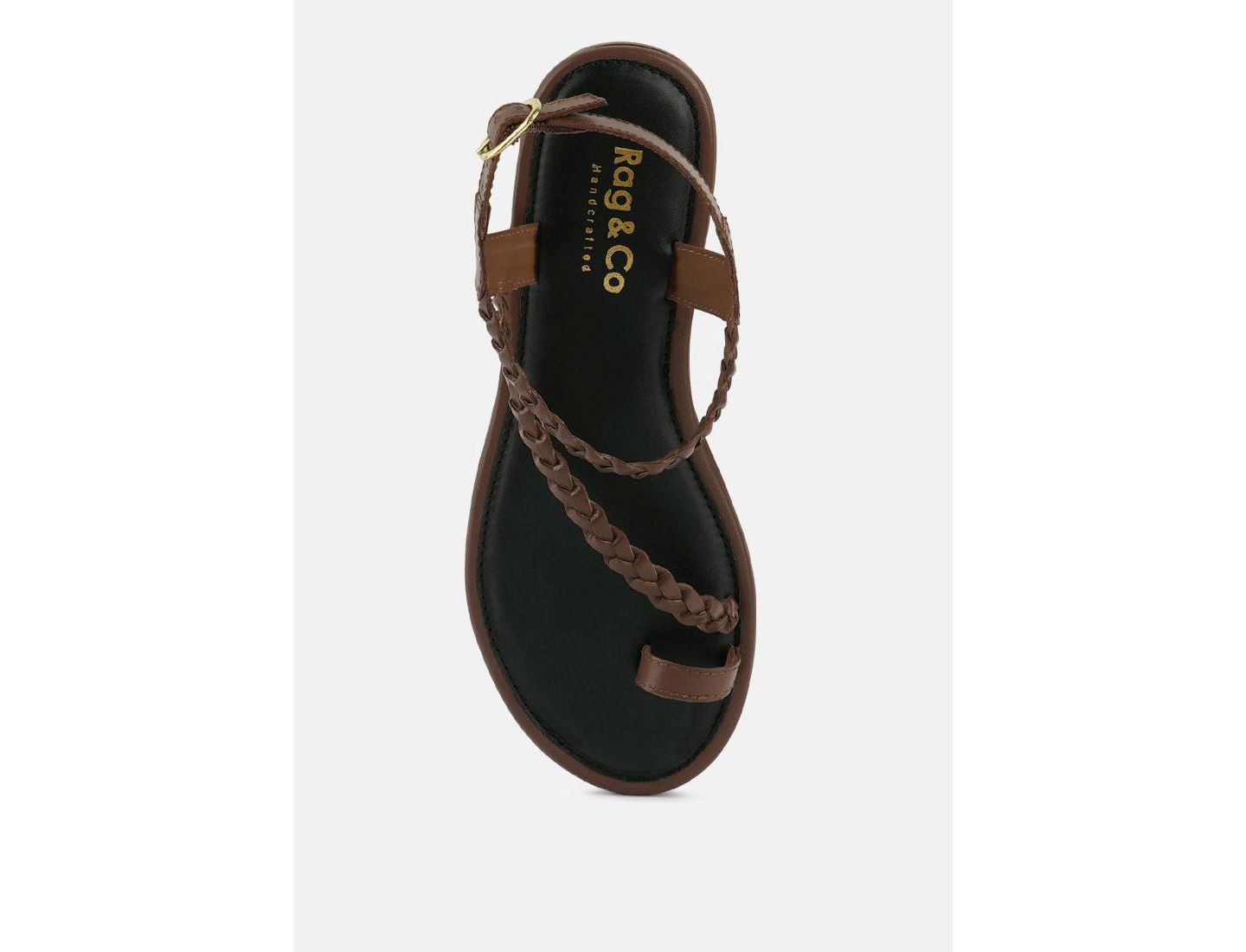 Женские сандалии Rag & Co Stallone Braided Flat, цвет: Бежевый / Хаки — фото 14