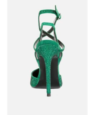 CHARMER Womens Rhinestone Embellished Stiletto Sandals