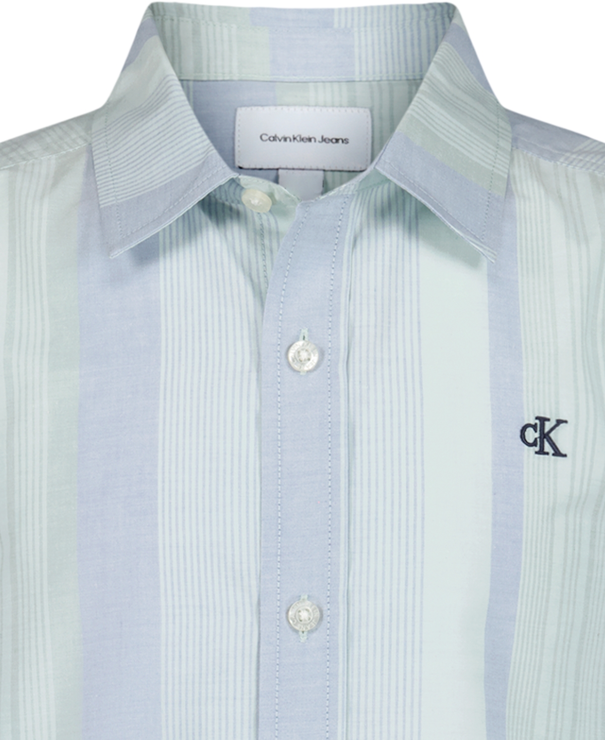 Calvin Klein Boys' 8-20 Vertical Stripe Short-Sleeve Woven Shirt