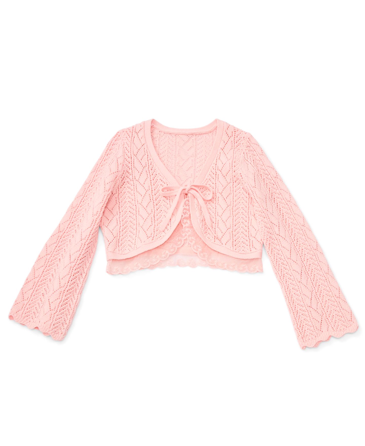 Кардиган CeCe Long-Sleeve Tie-Front Pointelle для девочек, цвет: Розовый — фото 3