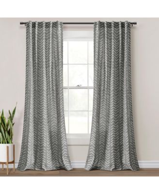 Hygge Modern Arrow Linen-Textured Window Curtain Panels Pair 40"W x 84"L