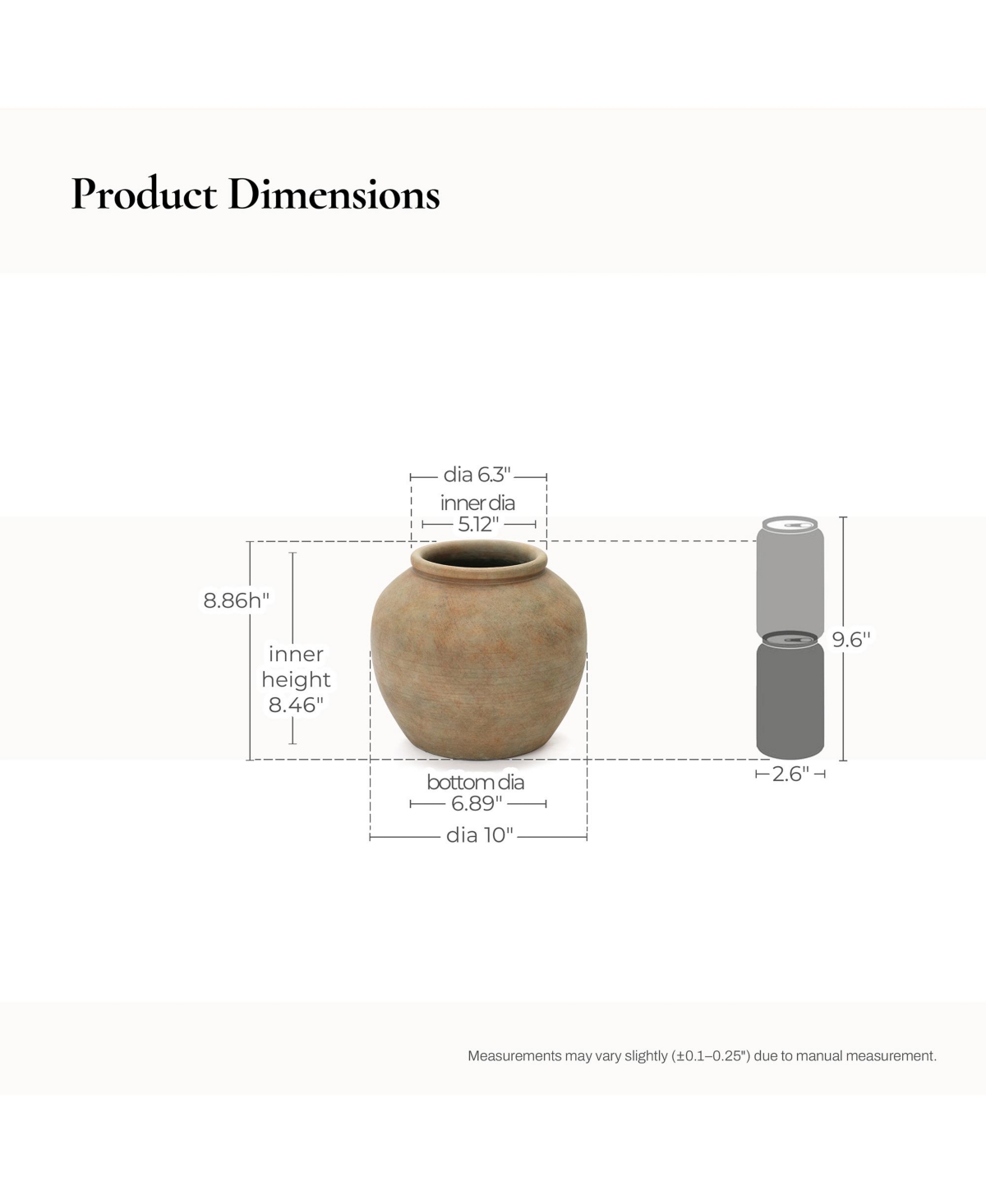 LuxenHome Terracotta 10" Round Vase with Earth Tones, Accent for Farmhouse or Boho Interiors