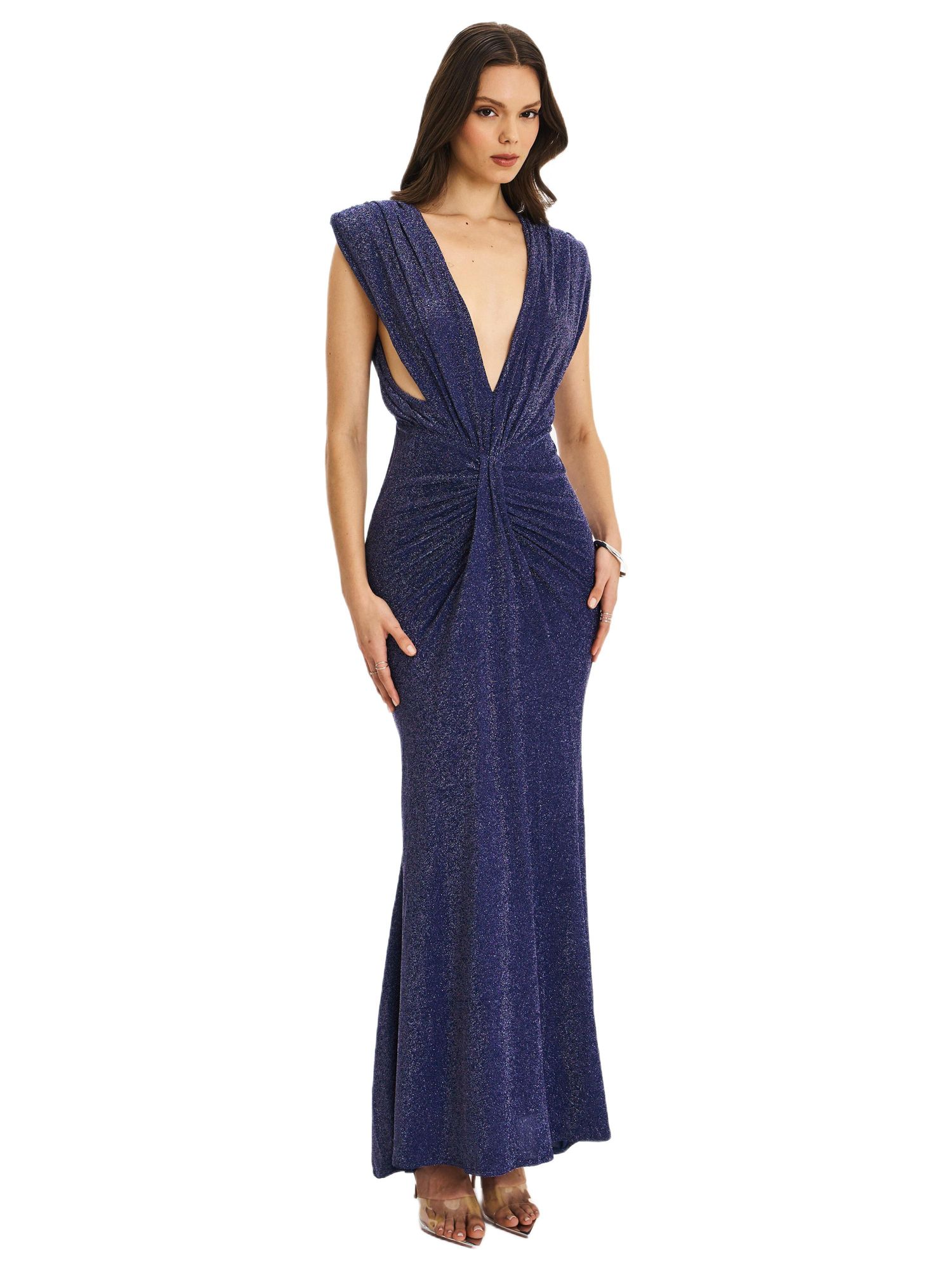 Women's Terri Sparkle Plunging Backless Maxi Dress