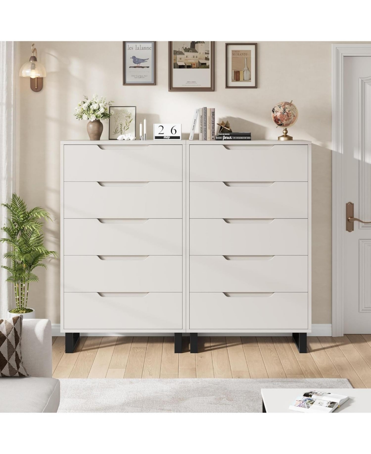 gaomon 5 Dresser for Bedroom, 50.5" Tall Dresser, Freestanding Horizontal Drawer with Storage, Wooden Closet Chest Storage Living Room