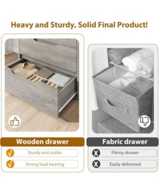 5 Dresser for Bedroom, 50.5" Tall Dresser, Freestanding Horizontal Drawer with Storage, Wooden Closet Chest Storage for Living Room