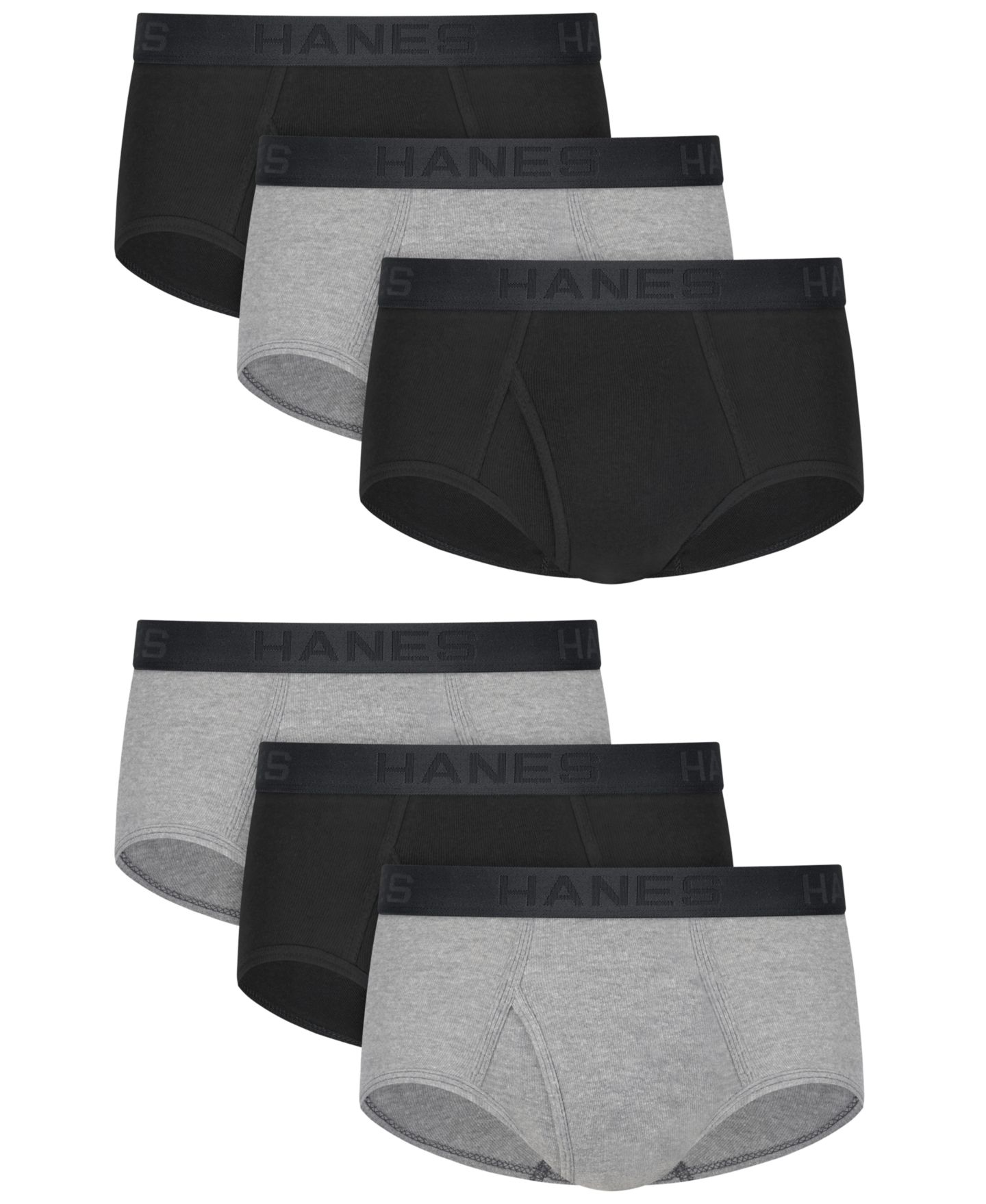 Трусы-брифы Dyed для мужчин, 6 шт. — Hanes, цвет: Чёрный / Серый — фото 1