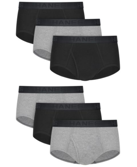 Трусы-брифы Dyed для мужчин, 6 шт. — Hanes, цвет: Чёрный / Серый