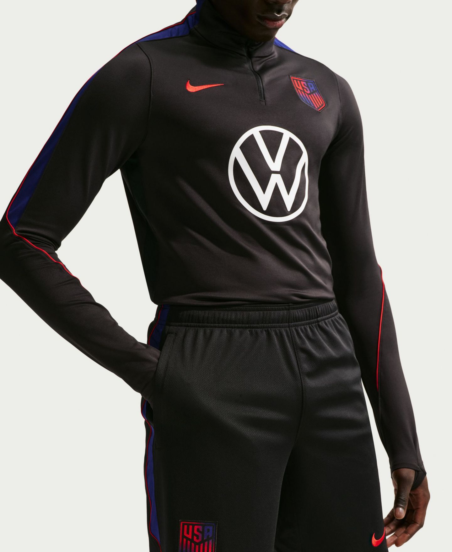 Мужские шорты Nike Usmnt Strike Soccer Dri-FIT Knit, цвет: Чёрный / Королевский синий — фото 2