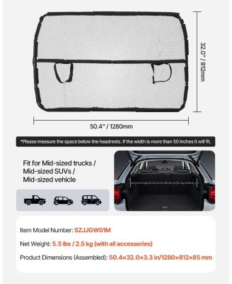 Vehicle Dog Barrier for Front Seats, 50" Wide Mesh Car Divider, Universal Fit for SUVs and Trucks