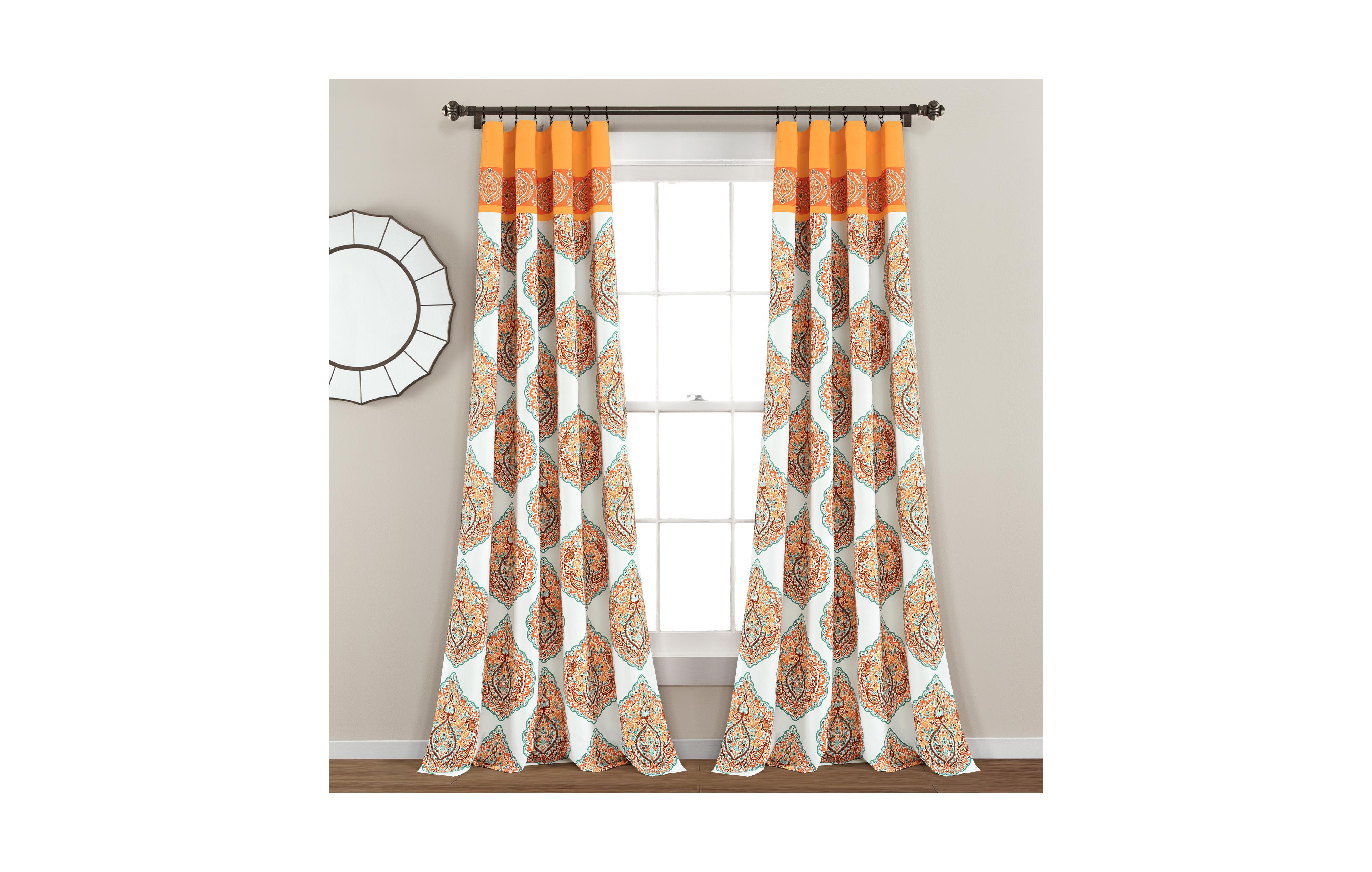 Lush Decor Harley Light Filtering Window Curtain Panels Pair 52" W x 84" L, - Boho Curtains for Living Room - Maximalist Bedroom Curtains
