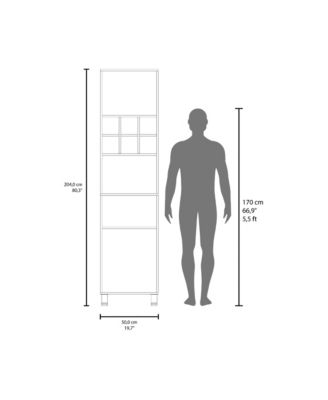 Rock Kitchen Pantry with Pneumatic Door, Open Storage, and Bottom Cabinet