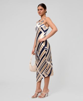 Women's Asymmetrical Neck Midi Dress