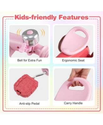 Toddler Tricycle with Limited Steering with Front Baskets and Bell-Pink