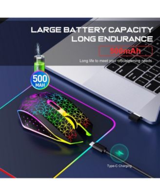 Dual Mode Wireless Gaming Mouse 2.4G and Bluetooth 5.2 RGB Silent 3 Speed DPI