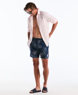 Men's Hibiscus Flower Print Swim Trunks
