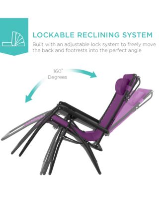 30" Extra Wide Folding Zero Gravity Patio Lounge Chair w/Adjustable Canopy Shade