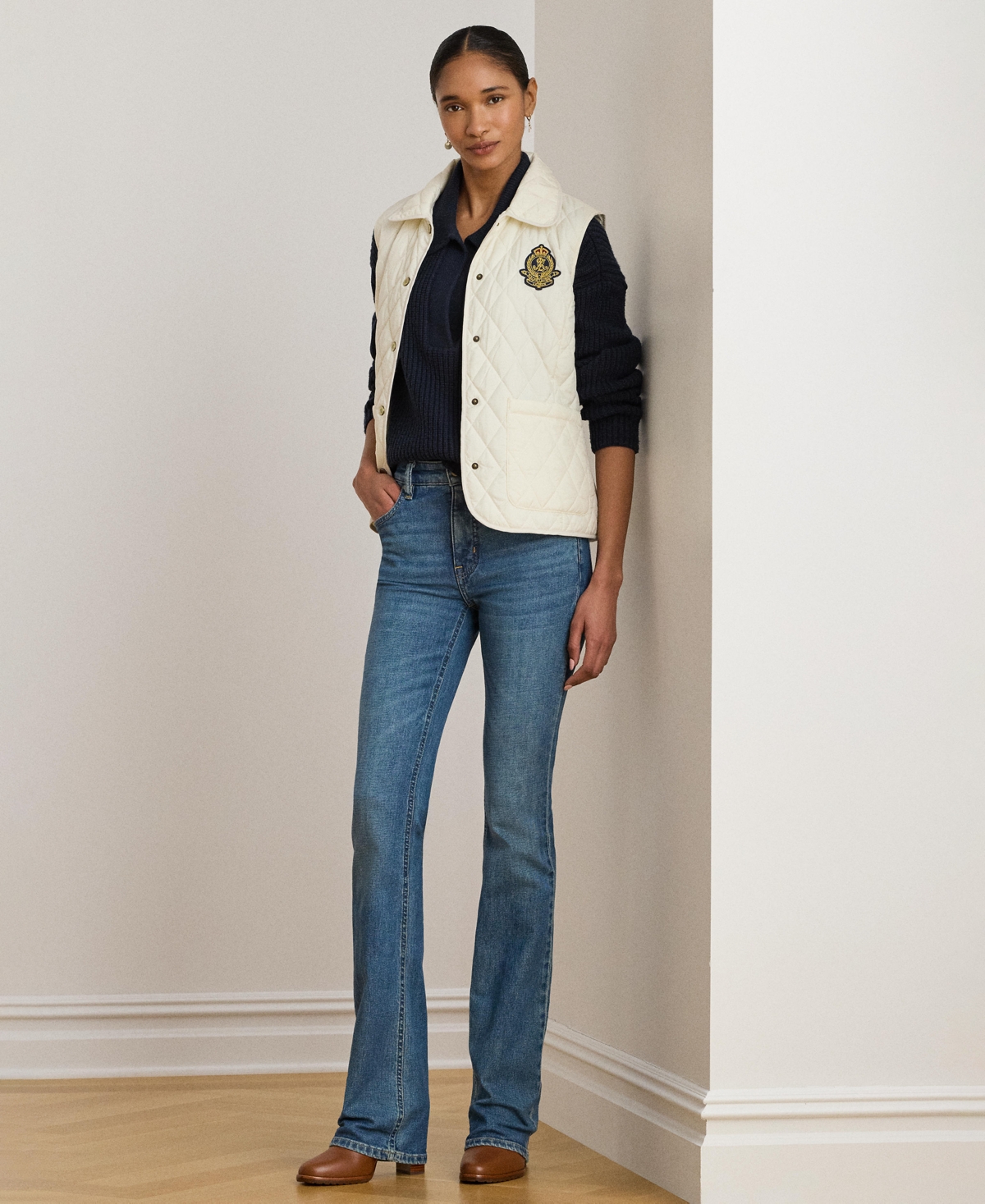 Lauren Ralph Lauren Women's Crest Patch Diamond Quilted Vest